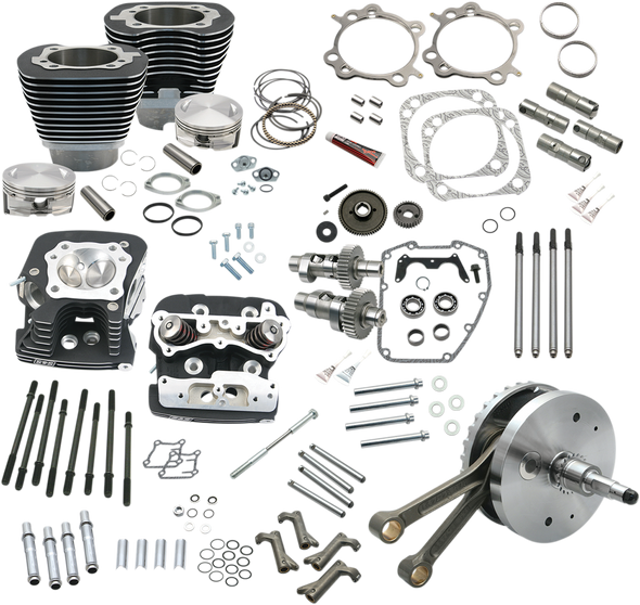 S&S Cycle 900-0565 124" Hot Set Up - Wrinkle Black - 88B Twin Cam