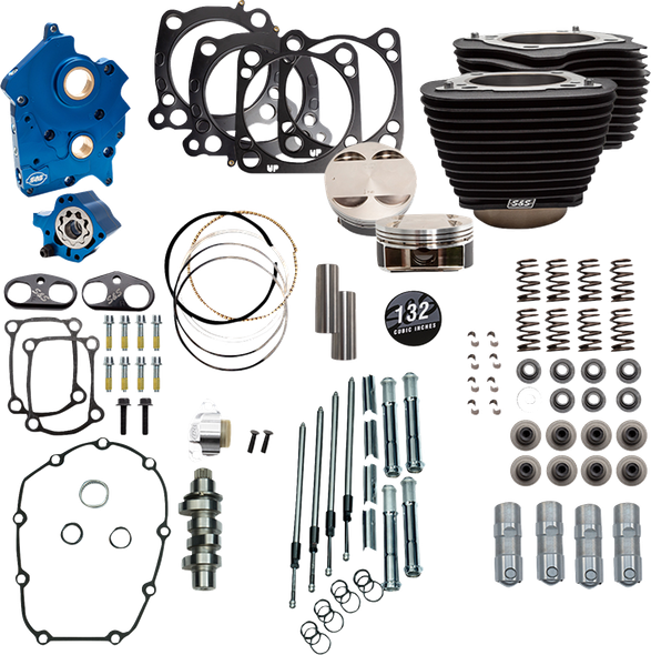 S&S Cycle 310-1233C 132" Power Pack - Black w/o Highlight Fins - 114"/117" M8