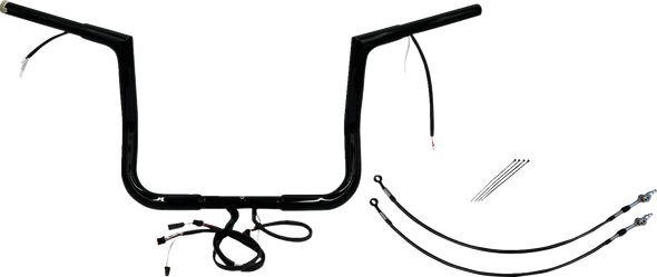 Fat Baggers Inc. 701212-B Ez Install Wired 1-1/4" Flat Top Handlebar Kit - 12"