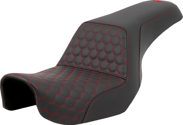 Saddlemen 806-04-17704 Step-Up Seat - Honeycomb - Red Stitching - Dyna 06-17