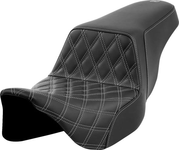 Saddlemen 808-07B-17202 Step-Up Seat - Lattice - Dark Gray Stch - FLH/FLT 08-23