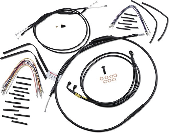 Burly Brand B30-1192 Complete Black Vinyl Handlebar Cable/Line Kit for Ape