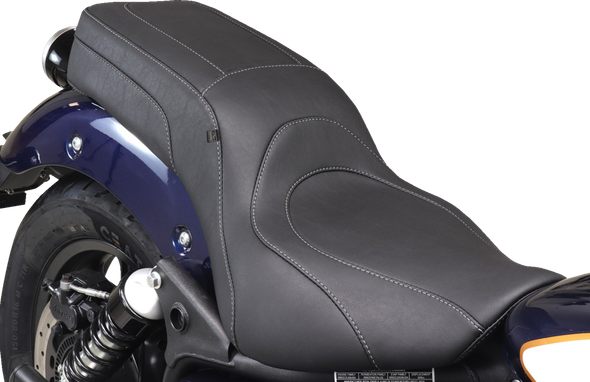 Mustang 88600ST Squareback 2-Up Seat - Black W/ Steel Stch - Royal Enfield 24-25