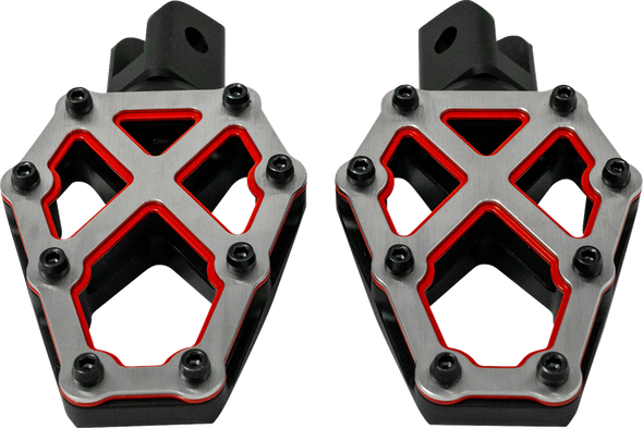 Kodlin USA K73255-RL Nxl Foot Pegs - Black w/ Red Accent