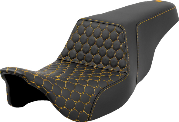 Saddlemen 808-07B-17707 Step-Up Seat - Honeycomb - Gold Stitching - FL 08-23