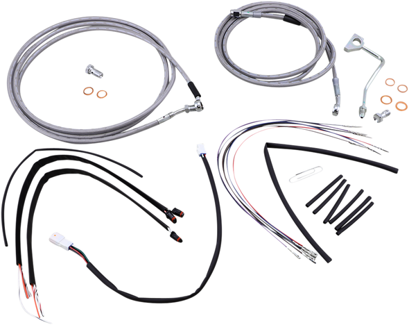Burly Brand B30-1162 Complete Stainless Braided Handlebar Cable/Brake Line Kit