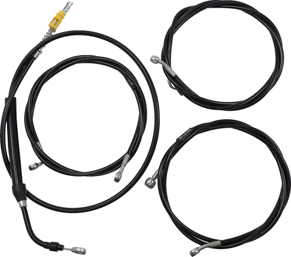 La Choppers LA-8058KT2-13B Complete Black Vinyl Braided Handlebar Cable/Brake