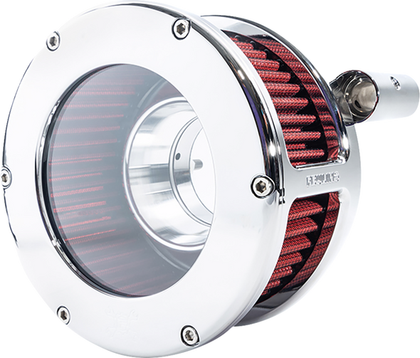 Feuling Parts 5448 Ba Air Cleaner Kit - Chrome/Clear with Red Filter - Twin Cam