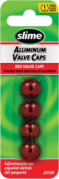 Slime 20129 Valve Stem Caps - Red - 4 Pack