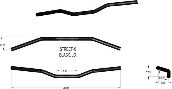 Khrome Werks 300905 Street-X Handlebars - Low Bend - Black