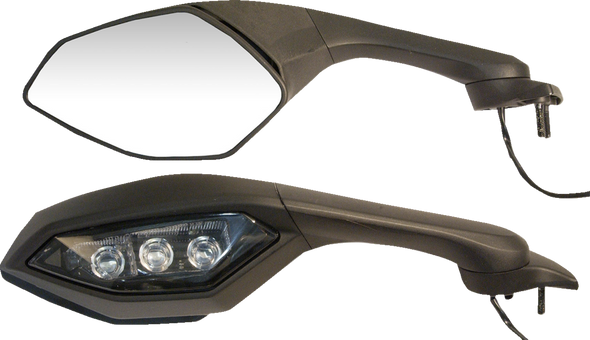 Emgo 20-37502 Mirror - OEM - Repl - Side View - Cat Eye - Black - Left - Each