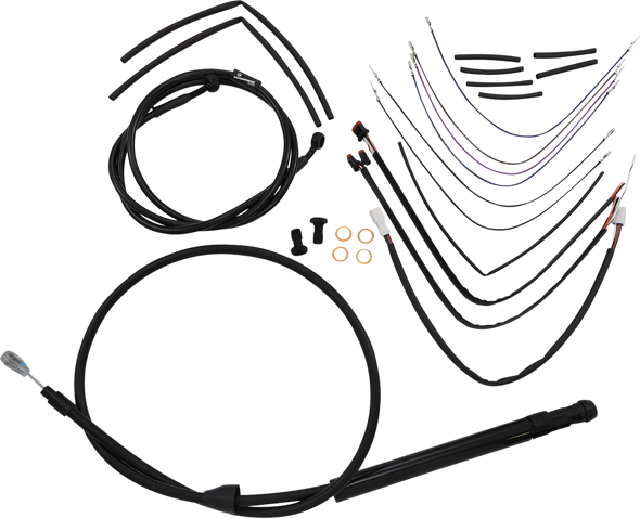 Burly Brand B30-1260 Complete Black Vinyl Handlebar Cable/Line Kit for Ape