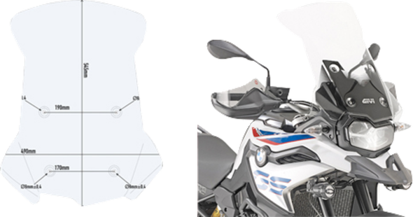 Givi D5127ST Windshield - Clear - for Bmw