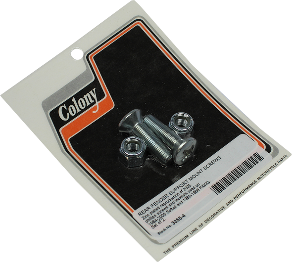 Colony 3355-4 Mounting Screws/Nuts - Rear Fender Support - Zinc - Set