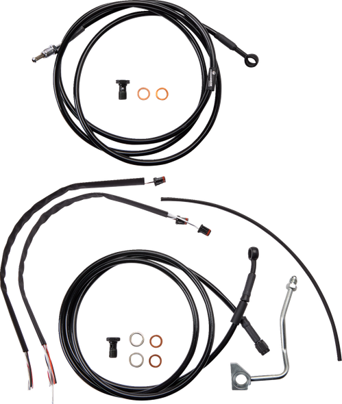 Burly Brand B30-1234 Complete Black Vinyl Handlebar Cable/Line Kit for Ape