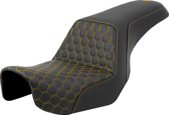 Saddlemen 806-04-17707 Step-Up Seat - Honeycomb - Gold Stitching - Dyna 06-17