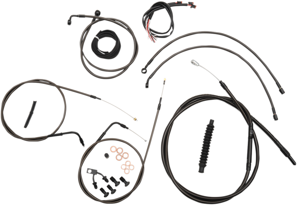 La Choppers LA-8122KT2-16M Complete Midnight Braided Cable Kit - ABS - 15-FXSB