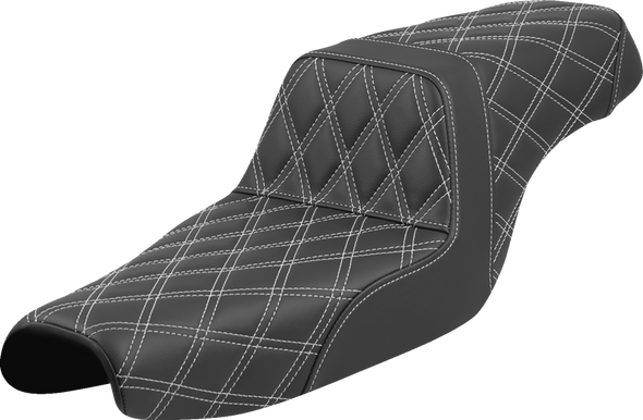 Saddlemen 807-11-17506 Step-Up Seat - Lattice Stitch - White Stitch - XL 04-22