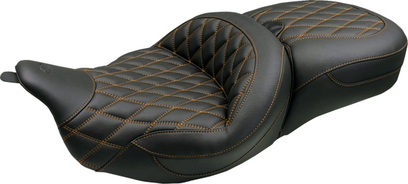 Mustang 89538T Super Touring Seat - Double Diamond - Toast Stitch FLH/FLT 08-25