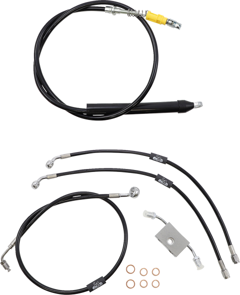 La Choppers LA-8157KT-19B Standard Black Vinyl Handlebar Cable/Brake Line Kit