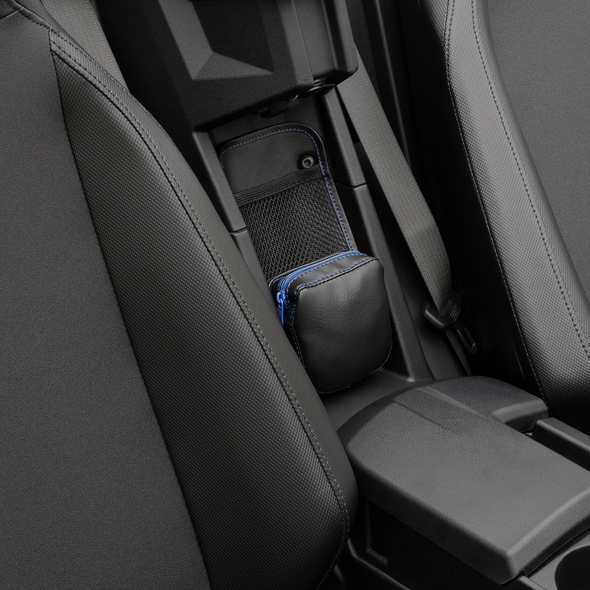 Show Chrome H44-3ZBLUE Center Console Kaliber Organizer - Black with Blue Zipper