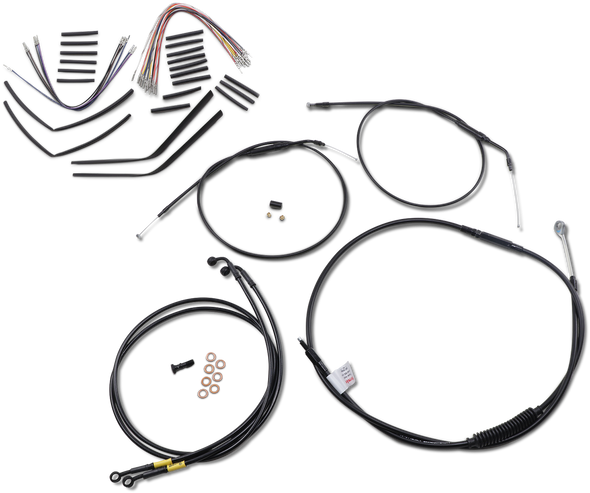 Burly Brand B30-1198 Complete Black Vinyl Handlebar Cable/Line Kit for Ape