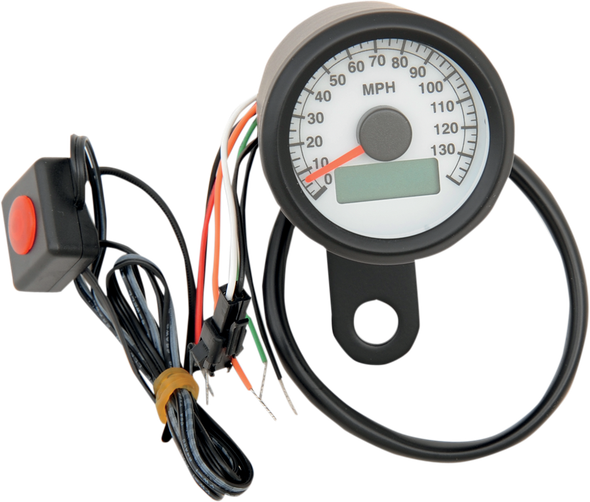 DRAG SPECIALTIES 2210-0260 SPEEDO BLK 1.8" PROG WHT