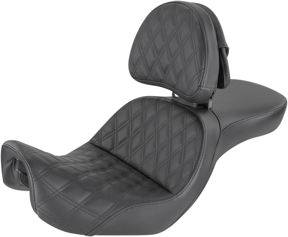 Saddlemen 806-04-030LS Explorer Seat - w/ Backrest - Lattice Stitched - FXD