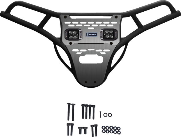 Ravek 64-317BKL Front Bumper/Skid Plate with White Lights - Black - Rzr Xp 1000