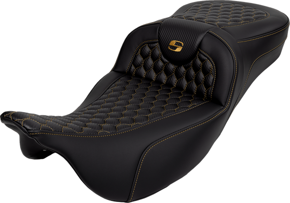 Saddlemen 808-07B-19007 RoadSofa Seat - Honeycomb - Ext Reach - FLH/FLT 08-24