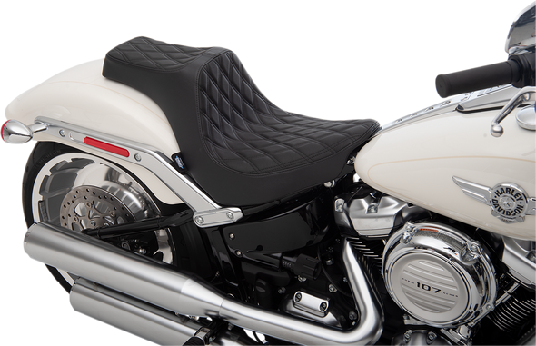 Drag Specialties Predator III Diamond Vinyl Seat 2 Up 18+ Harley Softail Fatboy