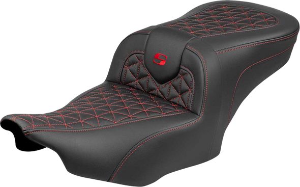 Saddlemen 823-07-21004 Roadsofa Seat - w/o Backrest - Red Stitch - FLH/FLT 23-25