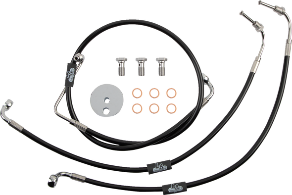 LA Choppers LA-8230B19B Brake Line - 18" - 20" Ape Hanger Handlebars - Black