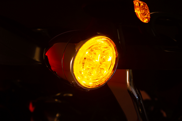 Ciro 45600 Turn Signal Insert - Amber/White LED - Smoke Lens - Chrome