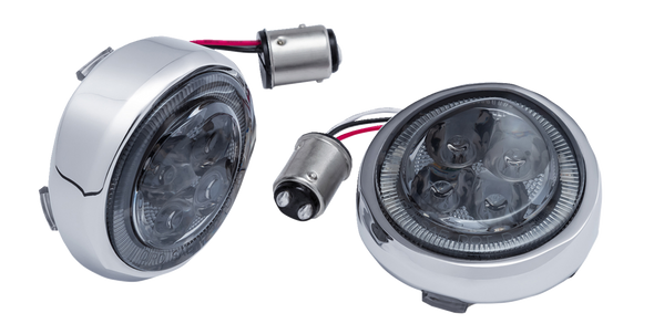 Ciro 45601 Turn Signal Insert - Red LED - Smoke Lens - Chrome