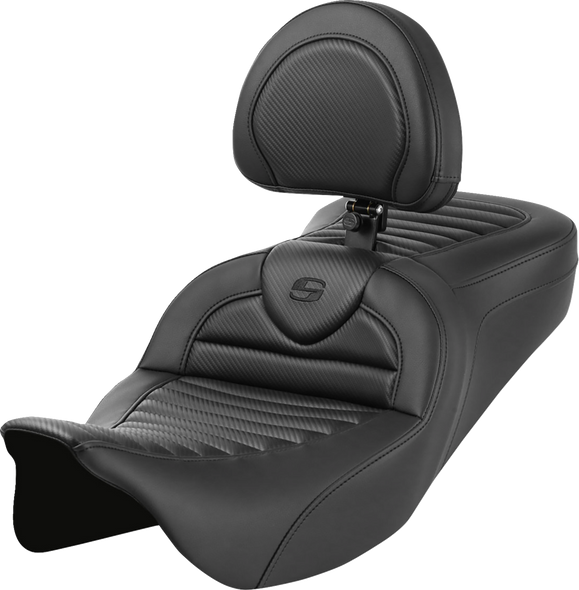 Saddlemen 808-07B-204B0 Roadsofa Seat - w/ Backrest - Tuck-n-Roll - FL 08-23