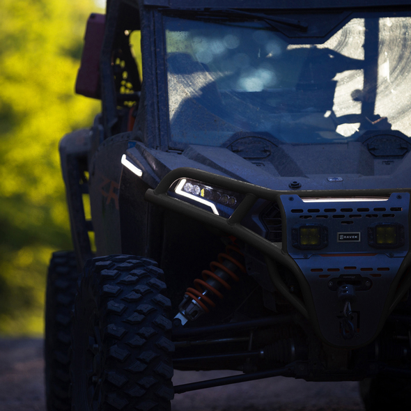 Ravek 64-317BKLA Front Bumper/Skid Plate with Amber Lights - Black - Rzr Xp 1000
