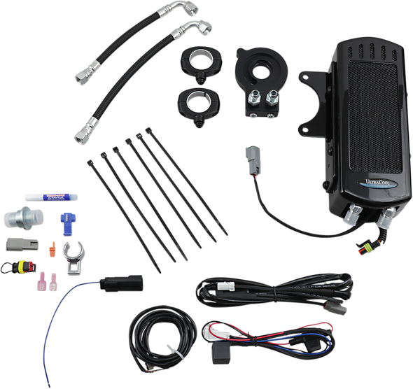 Ultracool SMT8-1G Frame Mount Oil Cooler Kit - Gloss Black - M8 Touring/Trike