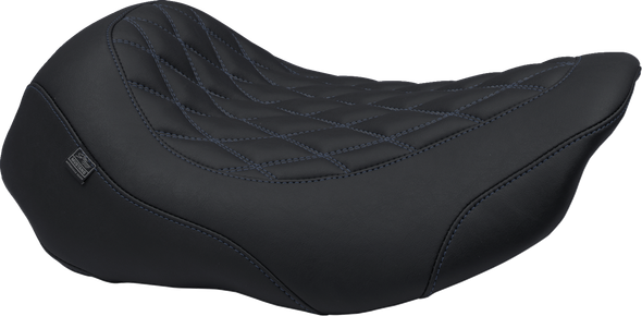 Mustang 88503SB Wide Tripper Seat - Solo - Sky Blue Stitching - FLT/FLH 23-25