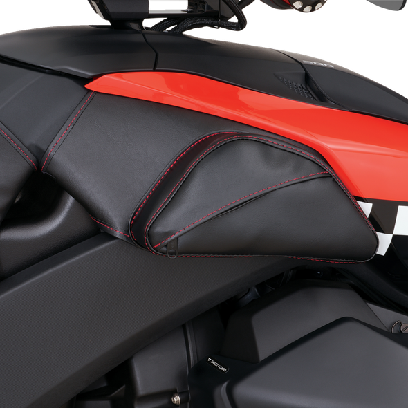 Show Chrome H40-401CRED Dual Side Tank Pouch - Ballistic w/ Red Stitch - Ryker