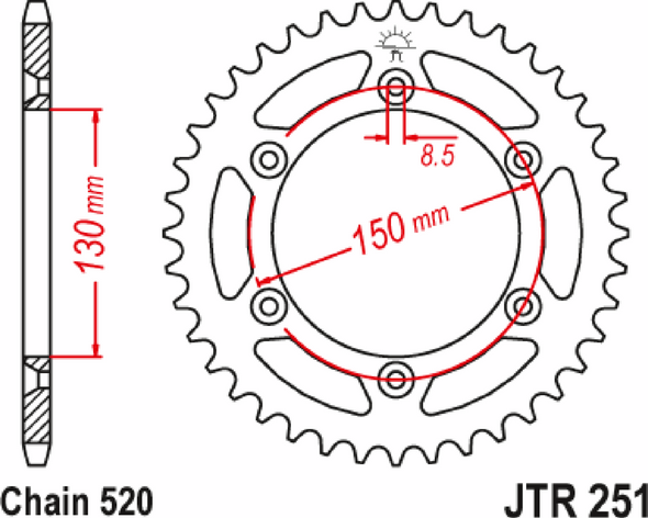 JT Sprockets JTR251.47 Rear Sprocket - 47 Tooth - for Yamaha