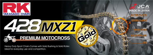 RK GB428MXZ1-126 428 MXZ1 - Drive Chain - 126 Links - Gold