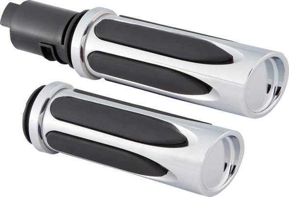 Arlen Ness 500-070 Deep Cut Comfort Series Grips - TBW - Chrome
