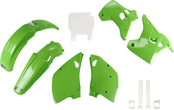 UFO KAKIT195F@999 Body Kit - Oem Green/White - for Kawasaki - Kx 92