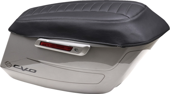 Mustang 88404GM Deluxe Saddlebag Lid Covers - Black W/ Gunmetal Stitch - Touring