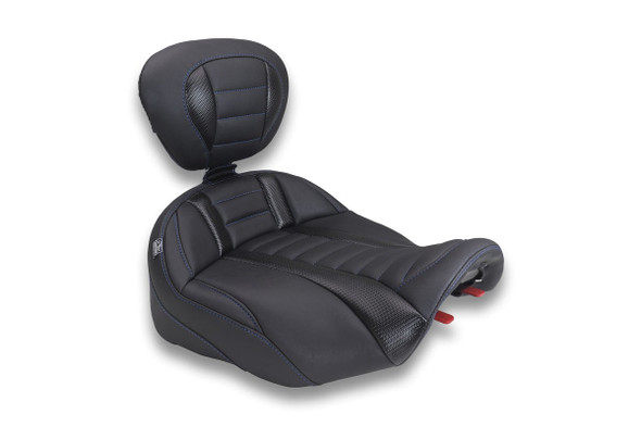Mustang 89401SB Deluxe Touring Solo Seat w/ Backrest Harley FLT/FLH 23-26
