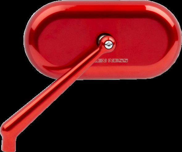 Arlen Ness Red Oval Convex Side View Screw in Left Side Single Handlebar Mirror