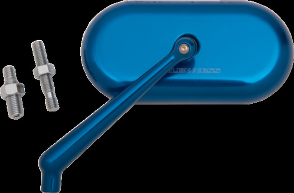 Arlen Ness Blue Oval Convex Side View Screw in Left Side Single Handlebar Mirror