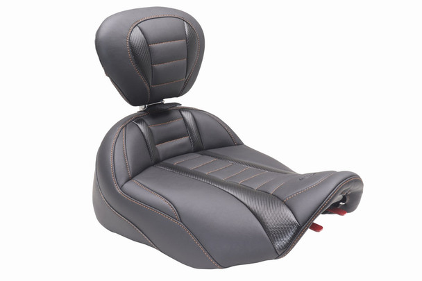 Mustang 89401MO Deluxe Touring Solo Seat w/ Backrest for FLT FLH 23-25