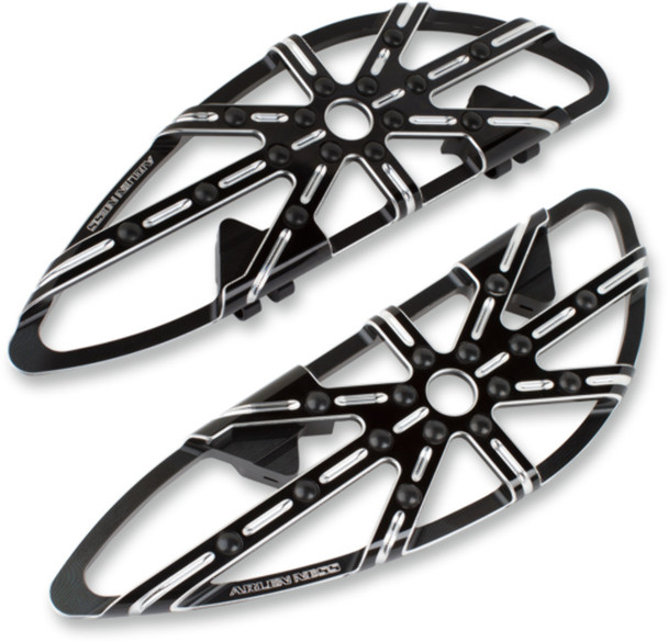 Arlen Ness Black Fusion Driver Motorcycle Floorboards 84-19 Harley Softail FLHX